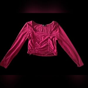 Almost Famous‎ Women's Red Cropped Long Sleeve Blouse Size Large